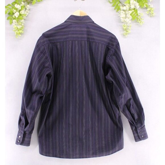 Dolce & Gabbana Men's Purple/Black Striped Classic Fit Long Sleeve Sz 16 - Picture 2 of 7